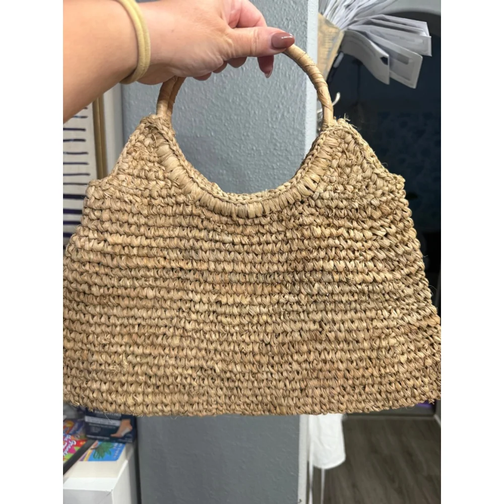 Casa Clara| Liv Raffia Straw Tote Bag Natural Woven Hobo| EUC